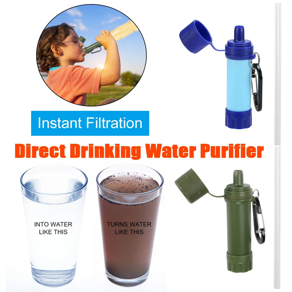 Wild Leven Nood Drinkwater Filtering Tools Draagbaar Kamperen Wandelen Leven Survival Water Purifier Filter Met Stro